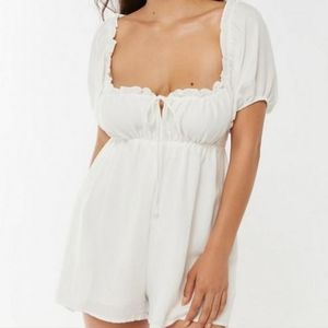 Urban Outfitters Hopeless Romantic Ruffle Trim Puff Sleeve Romper S